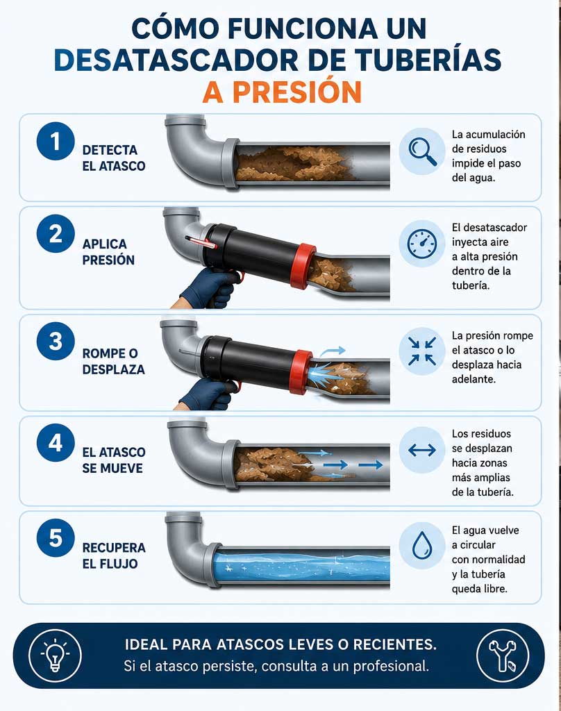 Desatascador de tuberías a presión: cómo funciona y cuándo usarlo 2 desatascador-de-tuberias-a-presion