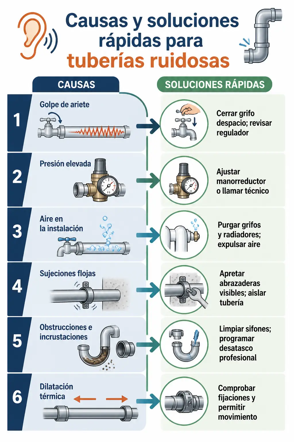 Por qué mis tuberías hacen ruidos y qué puedo hacer 2 tuberías que hacen ruidos